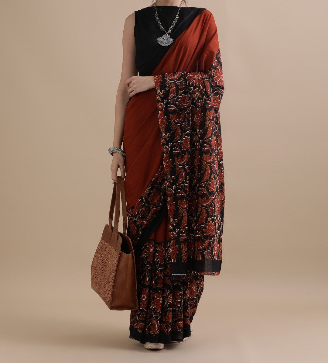 Bagru Block Print Cotton mulmul Sarees With Running Blouse