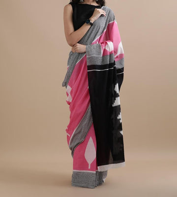 Bagru Block Print Cotton mulmul Sarees With Running Blouse