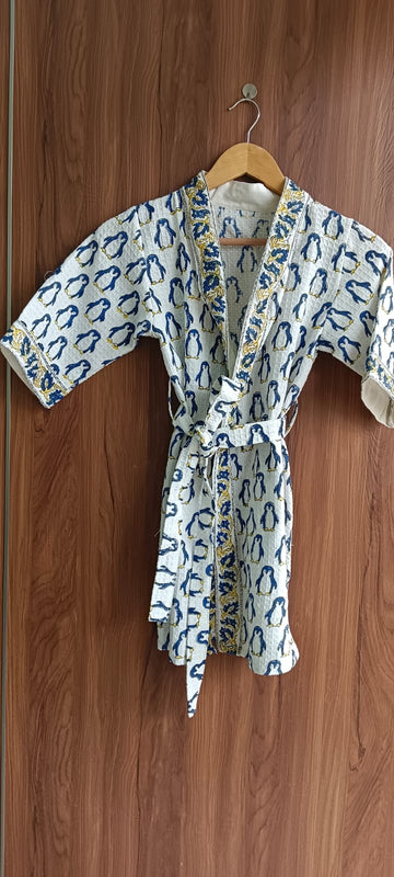 Hand Block Bathrobe For Kids