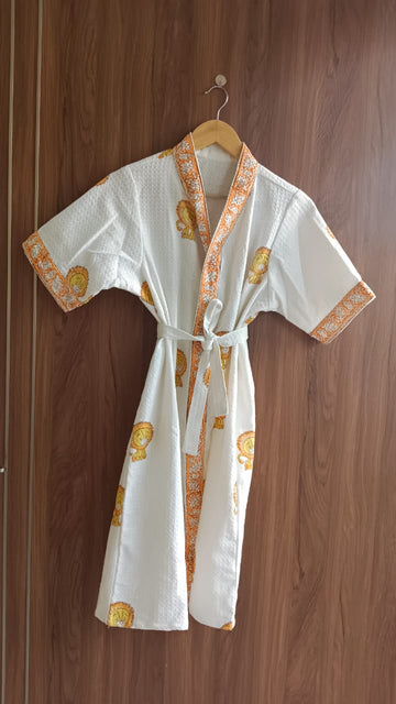 Hand Block Bathrobe For Kids