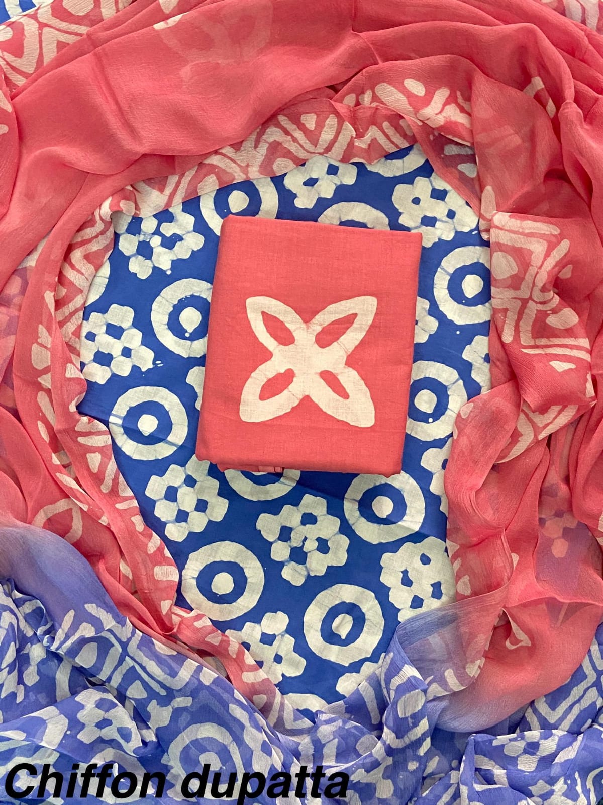 Cotton Hand Block Printed Suit With Kota Doriya Dupatta