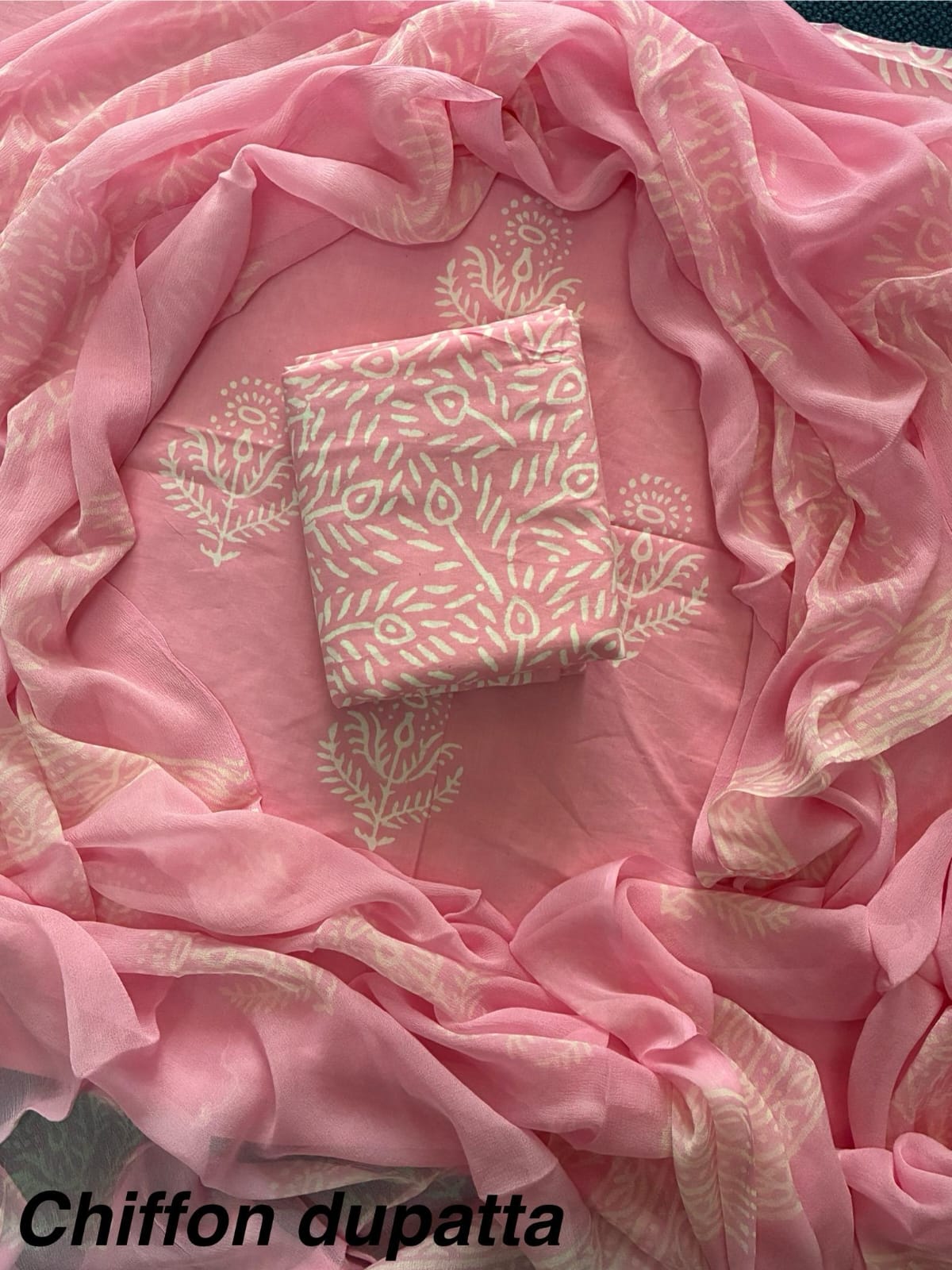 Cotton Hand Block Printed Suit With Kota Doriya Dupatta