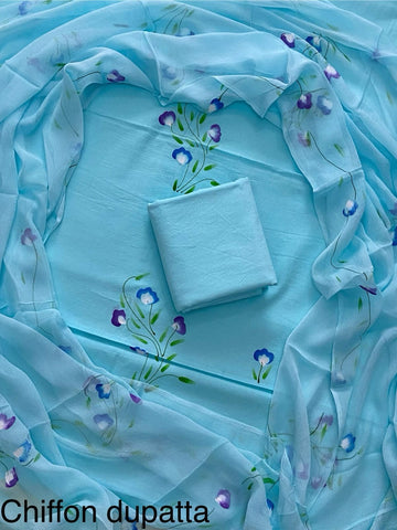 Cotton Hand Block Printed Suit With Kota Doriya Dupatta