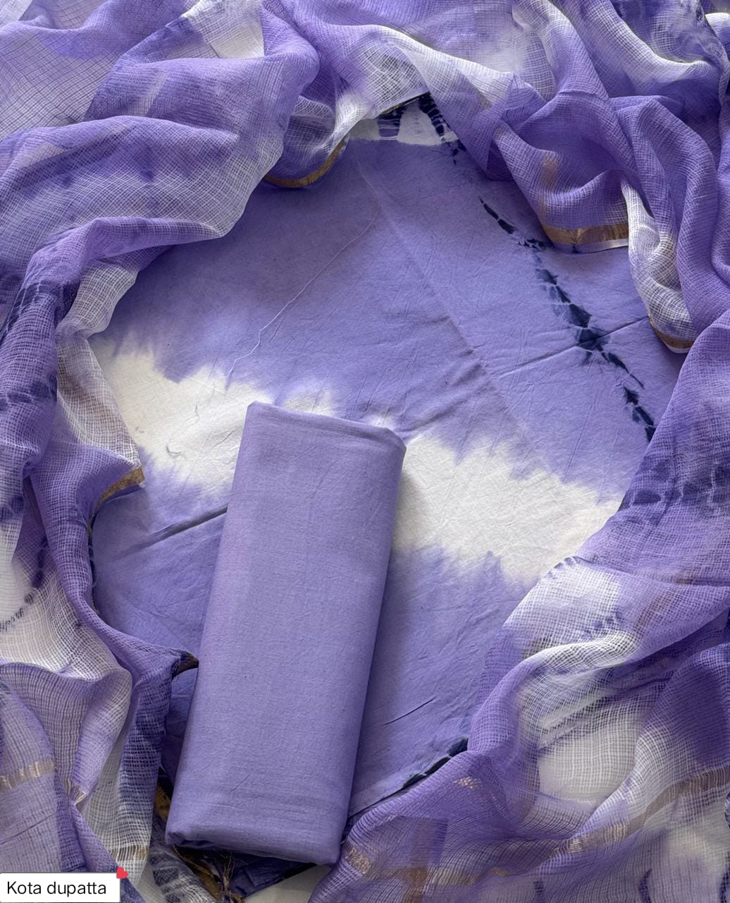 Cotton Hand Block Printed Suit With Kota Doriya Dupatta
