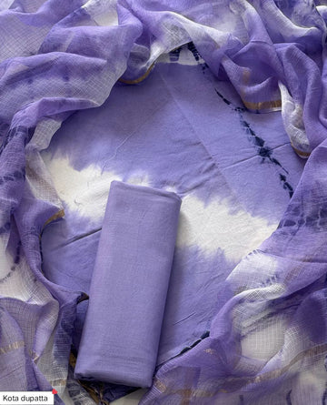 Cotton Hand Block Printed Suit With Kota Doriya Dupatta